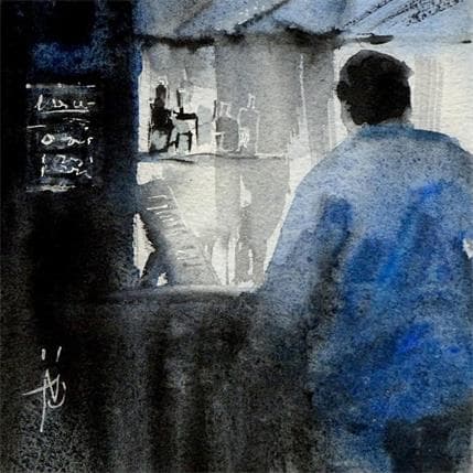 Peinture Au bar par Abbatucci Violaine | Tableau Figuratif Aquarelle scènes de vie
