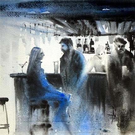 Peinture Charmante soirée par Abbatucci Violaine | Tableau Figuratif Aquarelle scènes de vie