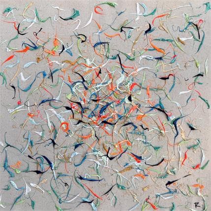 Peinture Je vole par Cantin Rose | Tableau Matiérisme Acrylique Minimaliste