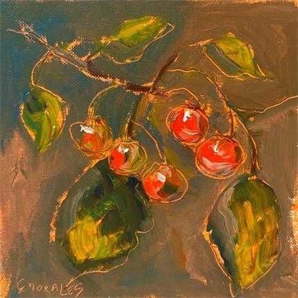 Peinture CERISES par Morales Géraldine | Tableau Figuratif Acrylique, Huile Natures mortes