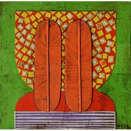 Peinture Flat Head 1 par Ortiz Gustavo | Tableau Figuratif Collage Scènes de vie