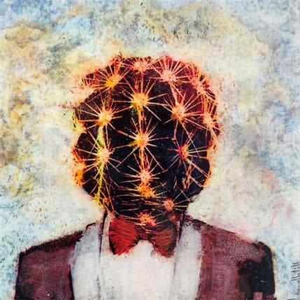 Peinture Con su pajarita par Bofill Laura | Tableau Figuratif Acrylique, Bois Portraits