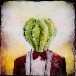 Peinture Cabeza verde par Bofill Laura | Tableau Figuratif Acrylique, Bois Portraits