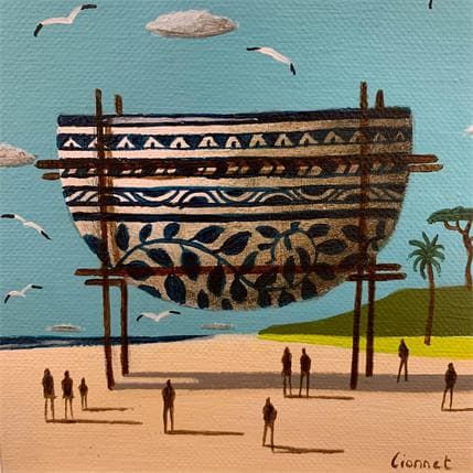 Peinture Echafaudage et poterie par Lionnet Pascal | Tableau Surréalisme Acrylique Minimaliste