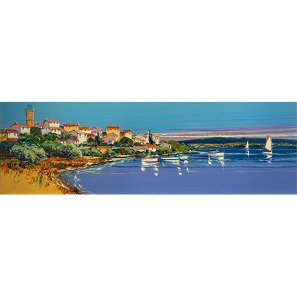 Painting Étang de Bages by Corbière Liisa | Painting Figurative Oil Landscapes, Marine