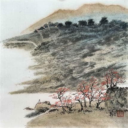 Peinture Crépuscule par Tayun | Tableau Figuratif Encre Paysages