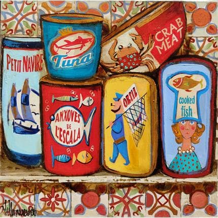 Peinture Conservas par Villanueva Puigdelliura Natalia | Tableau Figuratif Huile Marine