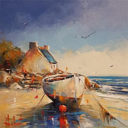 Peinture Echoué en Bretagne par Hébert Franck | Tableau  Huile