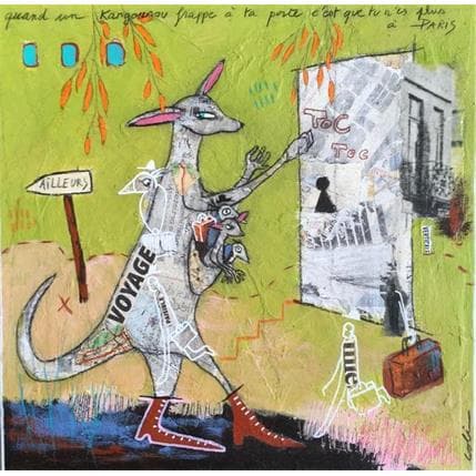 Peinture Partir par Colin Sylvie | Tableau Art Singulier Acrylique, Collage, Pastel Animaux