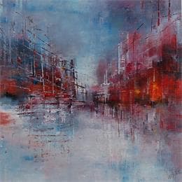 Peinture Brouillard de ville par Levesque Emmanuelle | Tableau Abstrait Huile Urbain