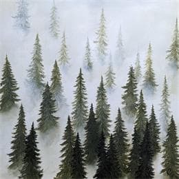 Pintura La forêt de sapins por Pressac Clémence | Pintura Figurative Oil Landscapes