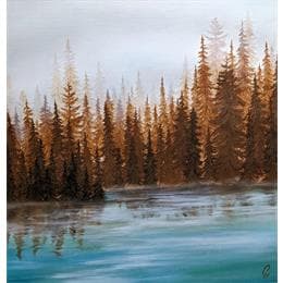 Pintura Lac automnal por Pressac Clémence | Pintura Figurative Oil Landscapes