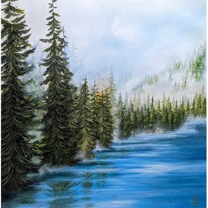 Peinture Lac bleuté par Pressac Clémence | Tableau Figuratif Huile Paysages