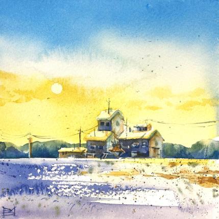 Peinture Frost and sun par Volynskih Mariya  | Tableau Figuratif Aquarelle Nature, Paysages