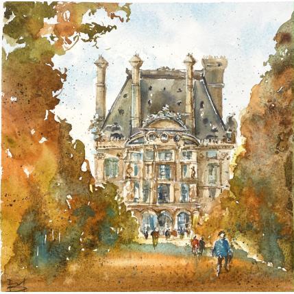 Peinture Tuileries garden par Volynskih Mariya  | Tableau Figuratif Aquarelle Architecture, Paysages, Urbain