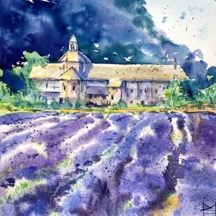 Peinture Lavender fields in Provence par Volynskih Mariya  | Tableau Figuratif Aquarelle Architecture, Nature, Paysages