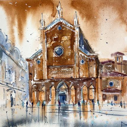Peinture Santi Giovanni e Paolo cathedral par Volynskih Mariya  | Tableau Figuratif Aquarelle Architecture, Paysages, Urbain