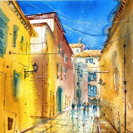 Peinture Streets of Saint-Tropez par Volynskih Mariya  | Tableau Figuratif Aquarelle Architecture, Paysages, Urbain
