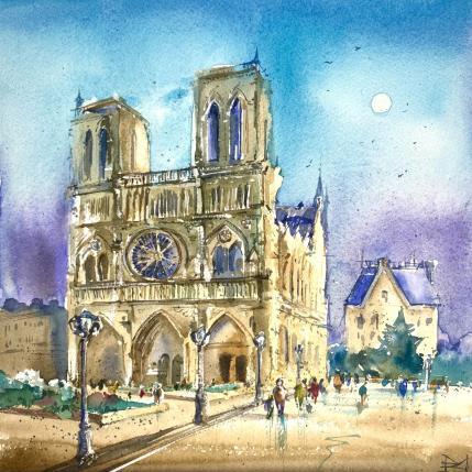 Peinture Notre Dame de Paris par Volynskih Mariya  | Tableau Figuratif Aquarelle Architecture, Paysages, Urbain