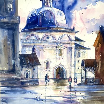 Peinture Monastery of Siberia par Volynskih Mariya  | Tableau Figuratif Aquarelle Architecture, Paysages, Urbain