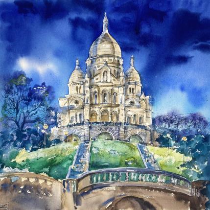 Peinture Basilica of Sacré-Coeur par Volynskih Mariya  | Tableau Figuratif Aquarelle Architecture, Paysages, Urbain