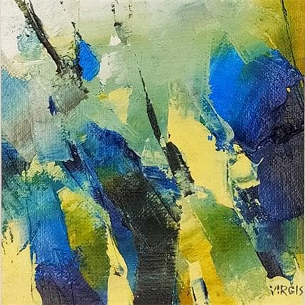 Peinture BLUE SUN par Virgis | Tableau Abstrait Huile Minimaliste