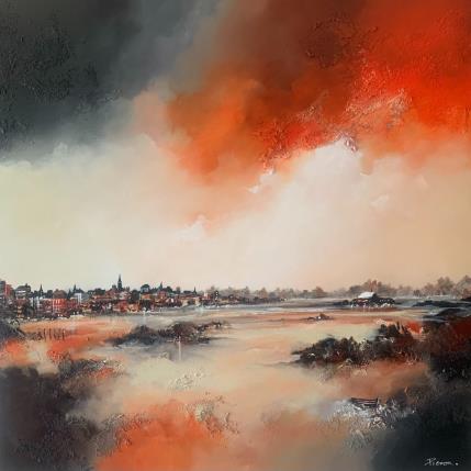 Peinture Un soir à St Malo par Pienon Cyril | Tableau Abstrait Acrylique Marine, Paysages, Urbain