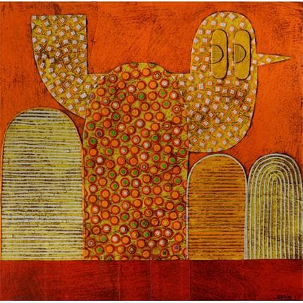 Peinture Yellow Bird 5 par Ortiz Gustavo | Tableau Figuratif Collage Animaux, Paysages