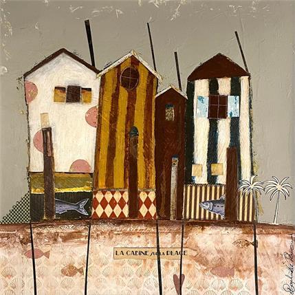 Peinture Cabine sur la plage  par Penaud Raphaëlle | Tableau  Acrylique