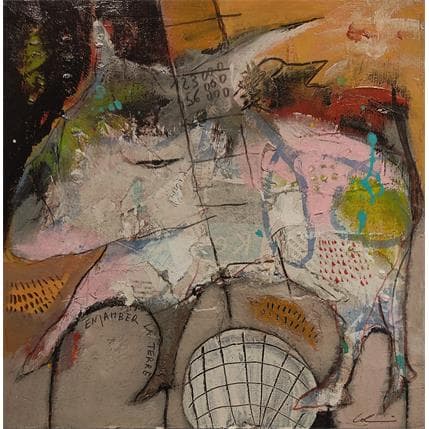 Peinture Enjamber la terre par Colin Sylvie | Tableau Art Singulier Acrylique Animaux