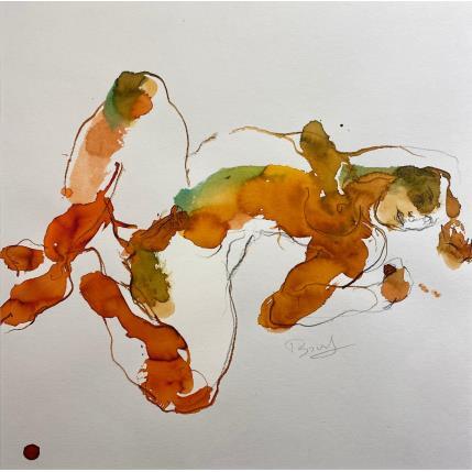 Peinture Méline couchée par Brunel Sébastien | Tableau Figuratif Aquarelle Nu