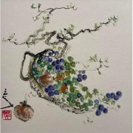 Peinture A basket of grapes par Sanqian | Tableau Art naïf Natures mortes