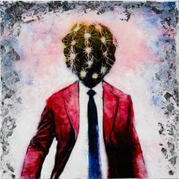 Peinture De traje rojo II par Bofill Laura | Tableau Figuratif Acrylique, Bois Portraits