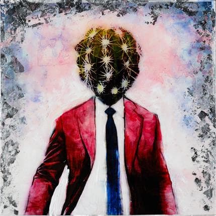 Peinture De traje rojo II par Bofill Laura | Tableau Figuratif Acrylique, Bois Portraits