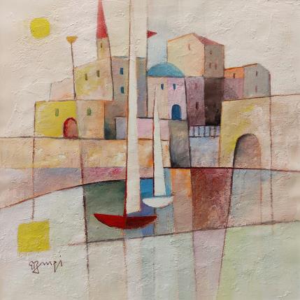 Painting A020 Soleil levant by Burgi Roger | Painting Figurative Acrylic Landscapes, Marine