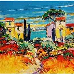 Pintura Chemin à la mer por Corbière Liisa | Pintura Figurative Oil Landscapes