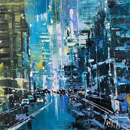 Peinture Blue Lights par Dessein Pierre | Tableau Abstrait Huile