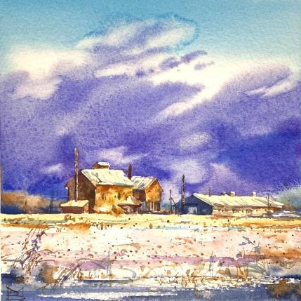 Peinture Field  par Volynskih Mariya  | Tableau Figuratif Aquarelle minimaliste, Nature, Paysages