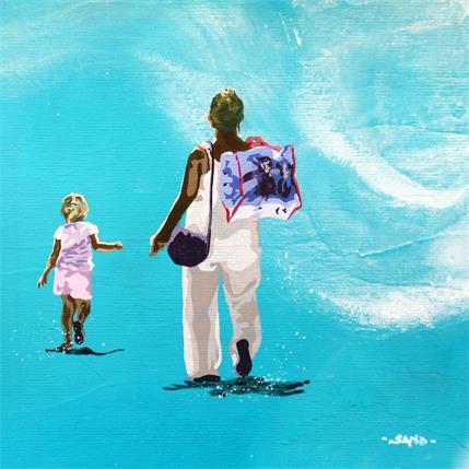 Peinture maman d'influence par Sand | Tableau Figuratif Acrylique Marine, Scènes de vie
