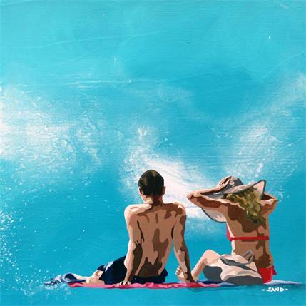 Peinture brise d'Atlantique en duo par Sand | Tableau Figuratif Acrylique Marine, Scènes de vie