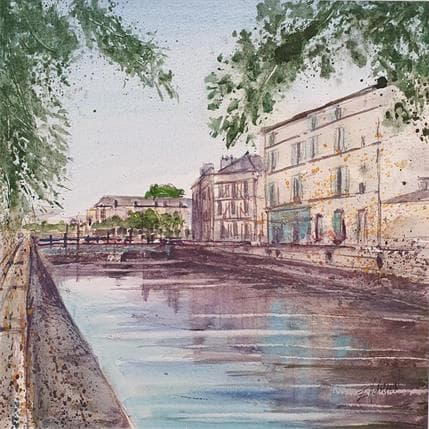 Peinture Troyes 102 Bords de seine par Hoffmann Elisabeth | Tableau Figuratif Aquarelle Paysages