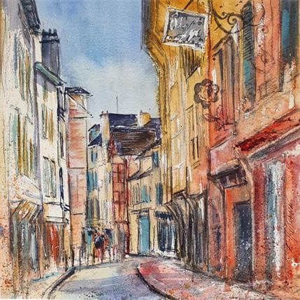 Peinture Troyes 105 Ruelle par Hoffmann Elisabeth | Tableau Figuratif Aquarelle Paysages