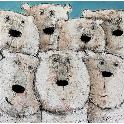 Peinture La joyeuse équipe par Maury Hervé | Tableau Figuratif Animaux, Portraits