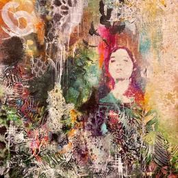 Painting Welcome to the Jungle by Bergeron Marie-Josée | Painting Figurative Acrylic, Gluing, Oil Life style