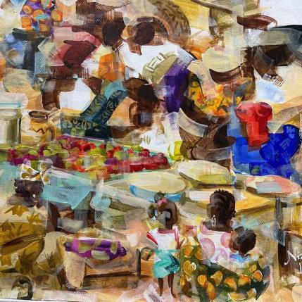 Peinture Marche Africain par Lama Niankoye | Tableau Figuratif Acrylique scènes de vie, Urbain