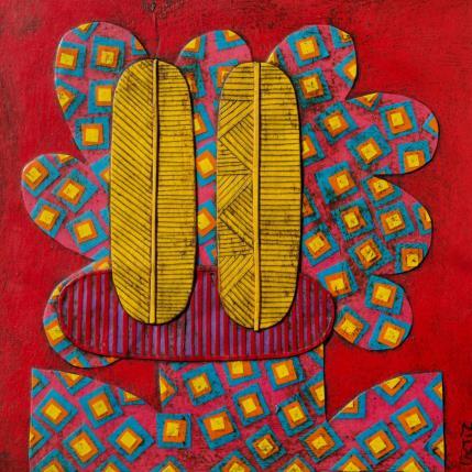 Peinture Yellow Eyes 9 par Ortiz Gustavo | Tableau Art Singulier Carton, Collage Portraits