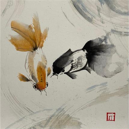 Peinture Sans titre  par De Giorgi Mauro | Tableau Art naïf Animaux, Noir & blanc, Scènes de vie