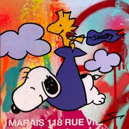 Peinture snoopy is flying par Mestres Sergi | Tableau Pop-art Carton, Graffiti Icones Pop, Urbain