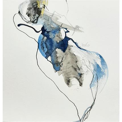 Peinture Ondulations -22 par YO&CO | Tableau Abstrait Encre Nu