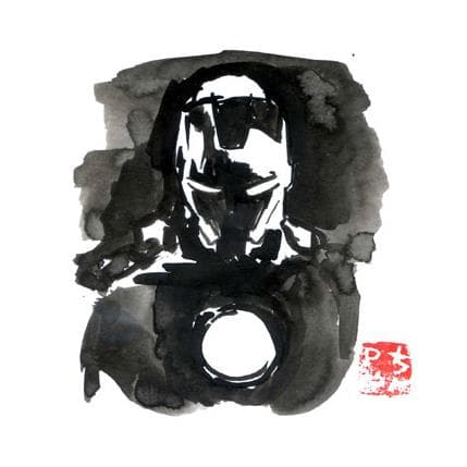 Peinture iron man par Péchane | Tableau Figuratif Aquarelle, Encre Portraits